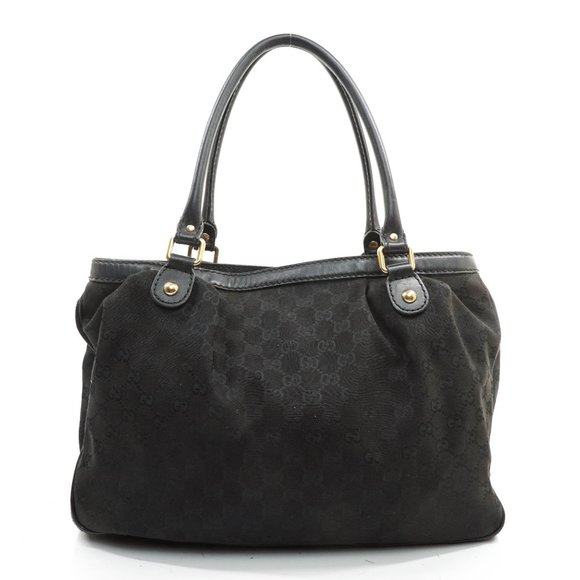 Auth Gucci Gg Tote Bag Black Canvas #16019G13 - Picture 3 of 13